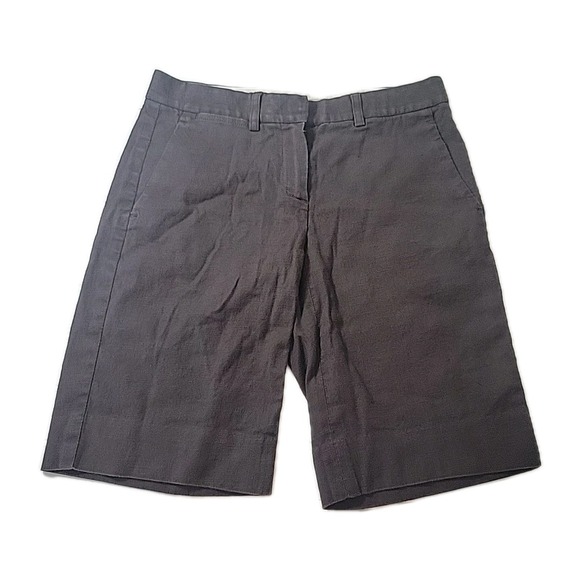 Theory Shorts Womens 00 BROWN Cotton Blend Stretch Bermuda Flat Front Chino, USA - Picture 1 of 7
